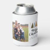 モダンクリスマスツリーホリデーカード 缶クーラー (缶正面)