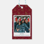 モダンクリスマスツリーホリデーファミリーフォト ギフトタグ (正面)
