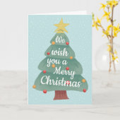 モダンクリスマスツリーメリークリスマス カード (黄色い花)