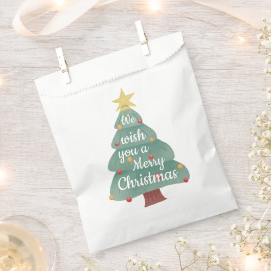モダンクリスマスツリーメリークリスマス フェイバーバッグ (クリップ留めされた状態)