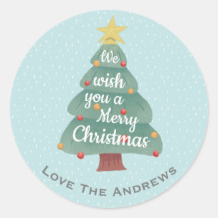 モダンクリスマスツリーメリークリスマス ラウンドシール