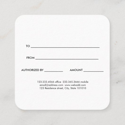 モダンクリスマスツリーラインアートギフト券 割引カード (裏面)