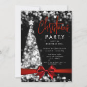 モダンクリスマスツリーレッドシルバー企業のパーティー 招待状 (正面)