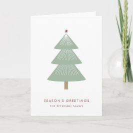 モダンクリスマスツリーレッドスターシンプル シーズンカード