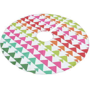 モダンクリスマスツリー三角形パターングリーンピンク ブラッシュドポリエステルツリースカート