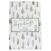 モダンクリスマスツリー季節のごあいさつスクリプト ミディアムペーパーバッグ (正面)