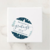 モダンクリスマスツリー季節のごあいさつブルー フェイバータグ (インサイチュ)