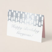 モダンクリスマスツリー幾何学模様の誕生日 箔カード (正面)