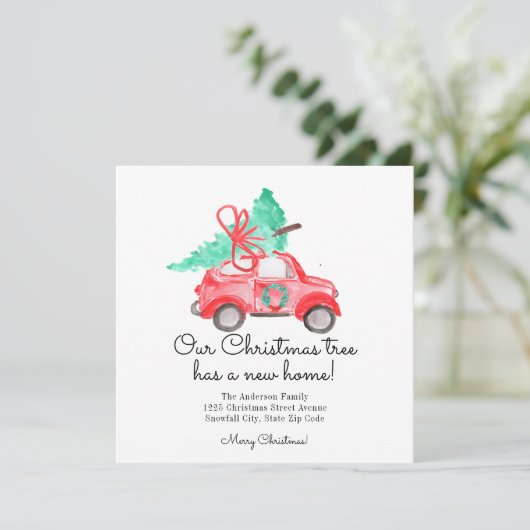 モダンクリスマスツリー新しいホームカースクリプト移動 案内状 (スタンド正面)