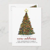 モダンクリスマスツリー新しい住所ホリデー移動 案内ポストカード (正面/裏面)