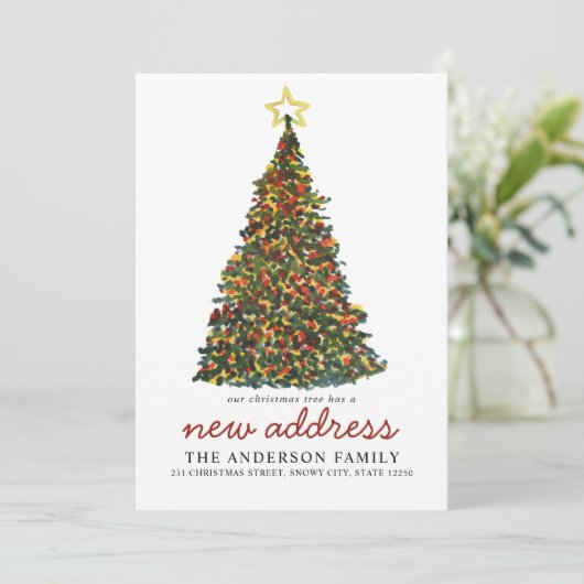 モダンクリスマスツリー新しい住所ホリデー移動 案内状 (スタンド正面)