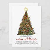 モダンクリスマスツリー新しい住所ホリデー移動 案内状 (正面/裏面)