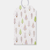 モダンクリスマスツリー模様ピンクの縁飾り ギフトタグ (正面)