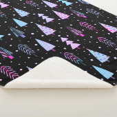 モダンクリスマスツリー紫ピンク黒パターン シェルパブランケット (3/4)