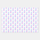 モダンクリスマスツリー紫ピンク黒パターン ラッピングペーパーシート (正面3)