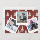 モダンクリスマスツリー赤いマルーン写真フレーム シーズンカード (裏面)