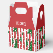 モダンクリスマスツリー赤い緑のパタストライプのーン フェイバーボックス (オープン)