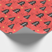 モダンクリスマスツリー赤オレンジ ラッピングペーパー (角)