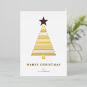 モダンクリスマスツリー赤タータンチェック星写真 箔シーズンカード (立ち正面)