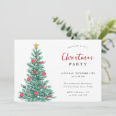 モダンクリスマスツリー赤金ゴールドパーティー 招待状 (スタンド正面)