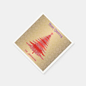 モダンクリスマスツリー赤金ゴールド名オーナメント スタンダードカクテルナプキン (角)