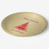 モダンクリスマスツリー赤金ゴールド ペーパープレート (アングル)