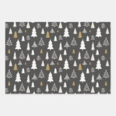 モダンクリスマスツリー金ゴールドとグレーパターン ラッピングペーパーシート (正面)