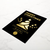 モダンクリスマスツリー金ゴールドとブラックビジネス 箔シーズンカード (回転した状態)