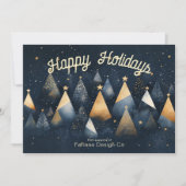 モダンクリスマスツリー青いスモールオフィスビジネス シーズンカード (正面)