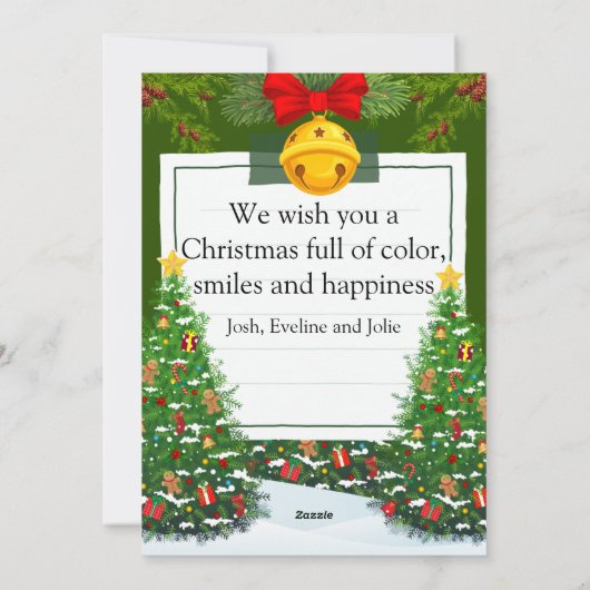 モダンクリスマスツリー非写真ホリデーカード シーズンカード (裏面)