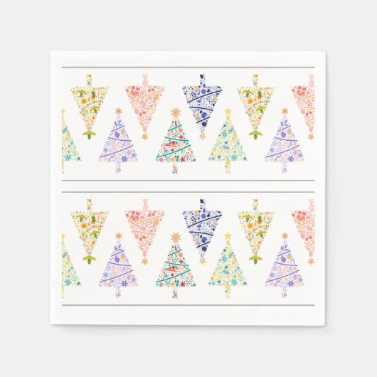 モダンクリスマスツリー スタンダードカクテルナプキン (正面)