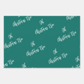 モダンクリスマスツリー、ティール（緑がかった色）、アクア、赤 ラッピングペーパーシート (正面3)