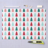 モダンクリスマスツリー、ティール（緑がかった色）、アクア、赤 薄葉紙 (クラフト)