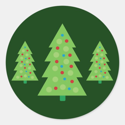 モダンクリスマスツリー ラウンドシール (正面)