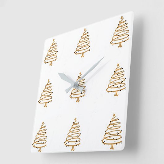 ***モダンクリスマスツリー***時計 スクエア壁時計 (傾斜)