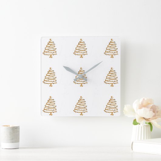 ***モダンクリスマスツリー***時計 スクエア壁時計 (ホーム)