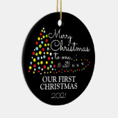 モダンクリスマスツリー、私たちの初めてのクリスマス セラミックオーナメント (右)