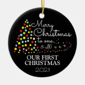 モダンクリスマスツリー、私たちの初めてのクリスマス セラミックオーナメント (正面)