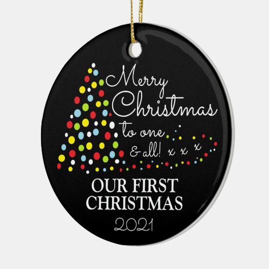 モダンクリスマスツリー、私たちの初めてのクリスマス セラミックオーナメント (左)