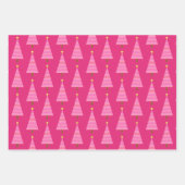 モダンクリスマスツリー，緑，紫，ピンクラッピ ラッピングペーパーシート (正面3)