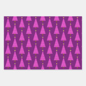 モダンクリスマスツリー，緑，紫，ピンクラッピ ラッピングペーパーシート (正面2)