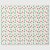 モダンクリスマスツリー – 赤い緑と金ゴールド ラッピングペーパー (フラット)