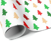 モダンクリスマスツリー – 赤い緑と金ゴールド ラッピングペーパー (ロールコーナー)