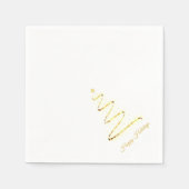 モダンクリスマスツリー – 黄金&白 – 対角線 スタンダードカクテルナプキン (正面)