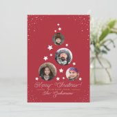 モダンクリスマスツリー | 4カスタム枚の写真 シーズンカード (スタンド正面)