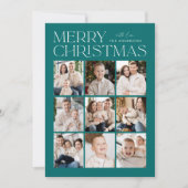 モダンクリスマスティール(緑がかった色)9 Photo Collage シーズンカード (正面)