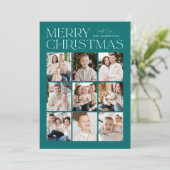 モダンクリスマスティール(緑がかった色)9 Photo Collage シーズンカード (スタンド正面)