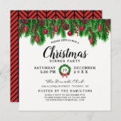 モダンクリスマスディナーパーティの招待状 シーズンカード (正面/裏面)