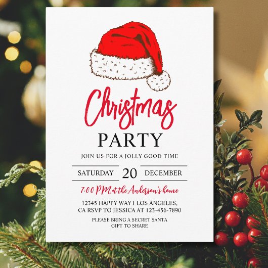 モダンクリスマスディナーパーティークリスマスホリデーパーティー 招待状