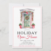 モダンクリスマスドアオープンホリデーハウスパーティー 招待状 (正面)